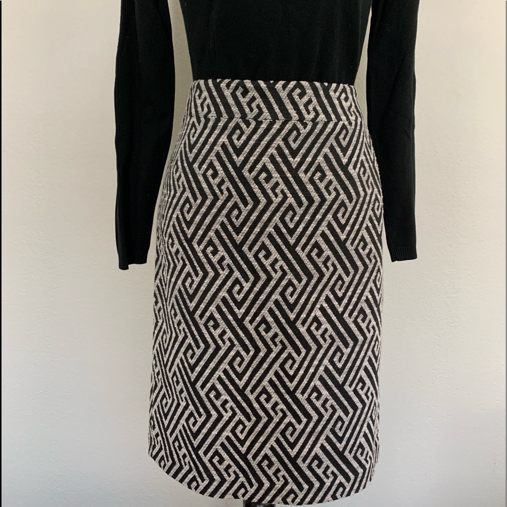 Ann Taylor Black and Tan Geometric Print Skirt